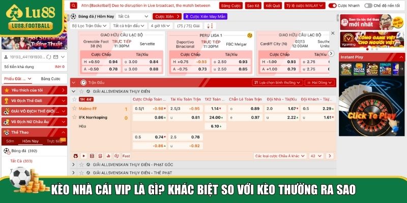 Điểm đặc biệt của kèo nhà cái VIP LU88