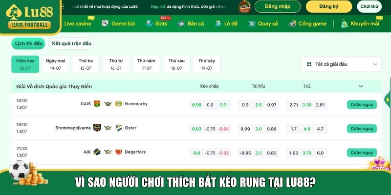 Sức hút riêng biệt của kèo rung tại LU88