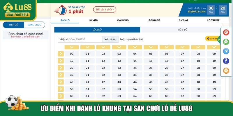 Sức hút của bạch thủ lô khung 2 ngày tại LU88