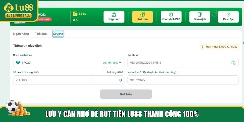 Lưu ý rút tiền LU88 để luôn thành công