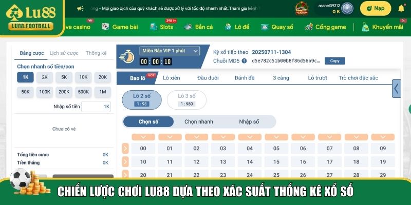 Đánh lô đề LU88 chuẩn nhờ xác suất thống kê xổ số